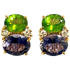 Medium GUM DROP™ Earrings with Peridot and Iolite and Diamonds