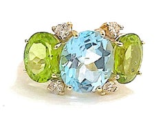 Christina Addison Medium GUM DROP Ring with Amethyst and Iolite and Diamonds