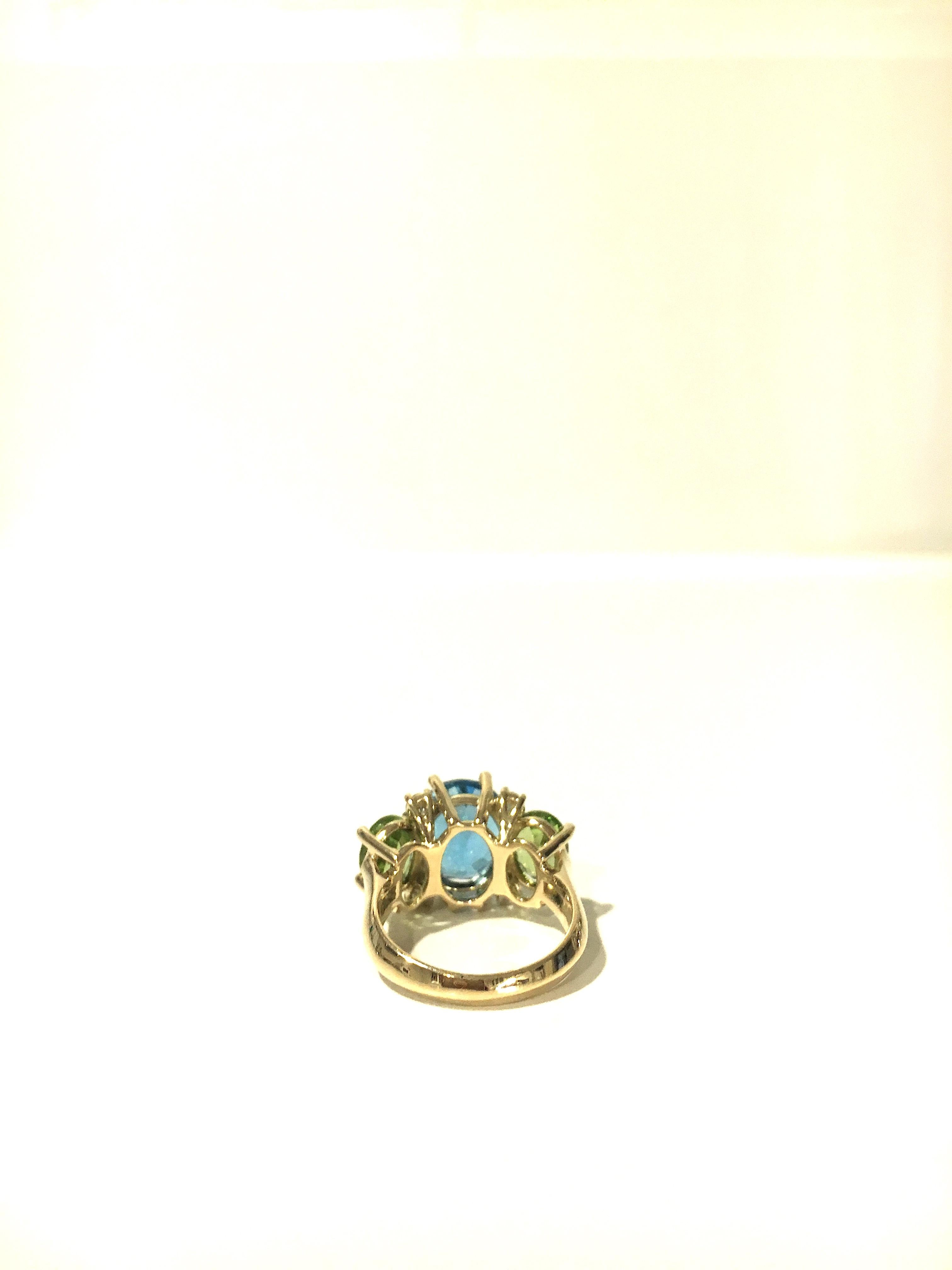 Medium GUM DROP™ Ring with Blue Topaz and Peridot and Diamonds For Sale 5