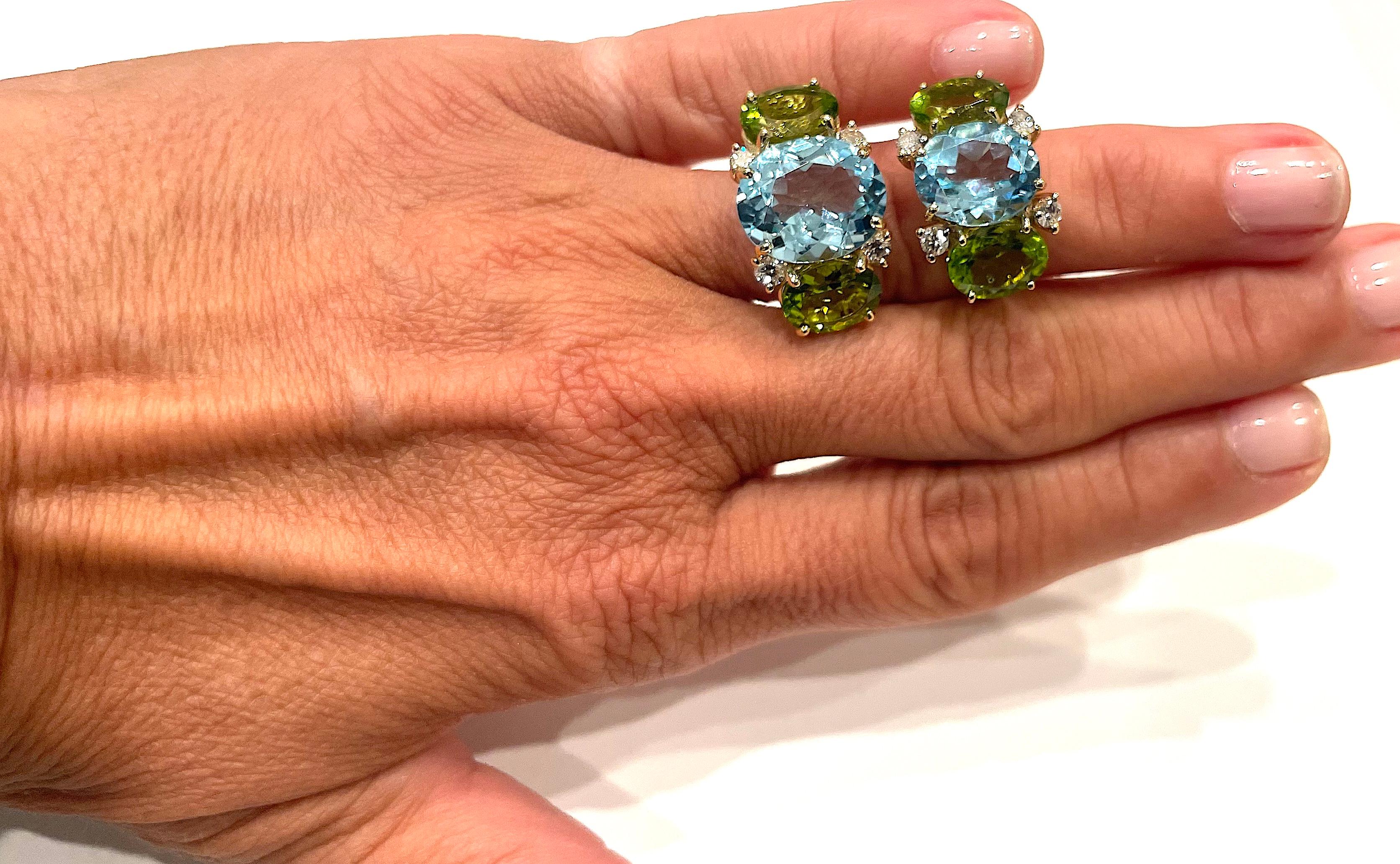 Christina Addison Large GUM DROP Ring with Citrine and Blue Topaz and Diamonds For Sale 3