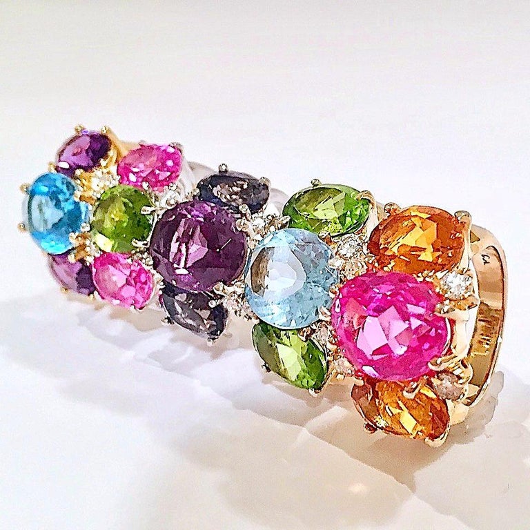 Medium GUM DROP™ Ring with Pink Topaz and Peridot and Diamonds For Sale ...