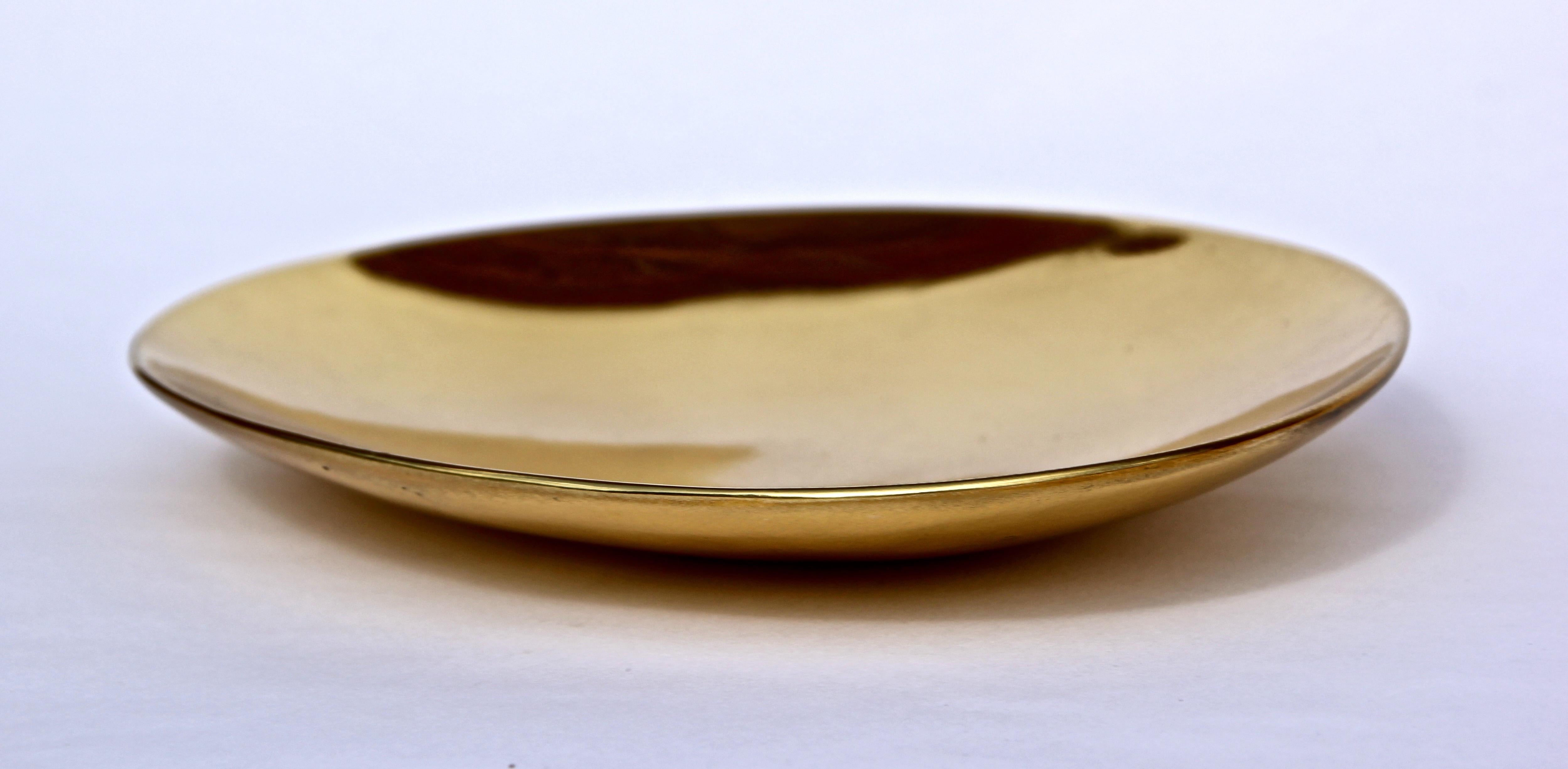 Handcrafted Polished Brass Decorative Dish, Medium 2