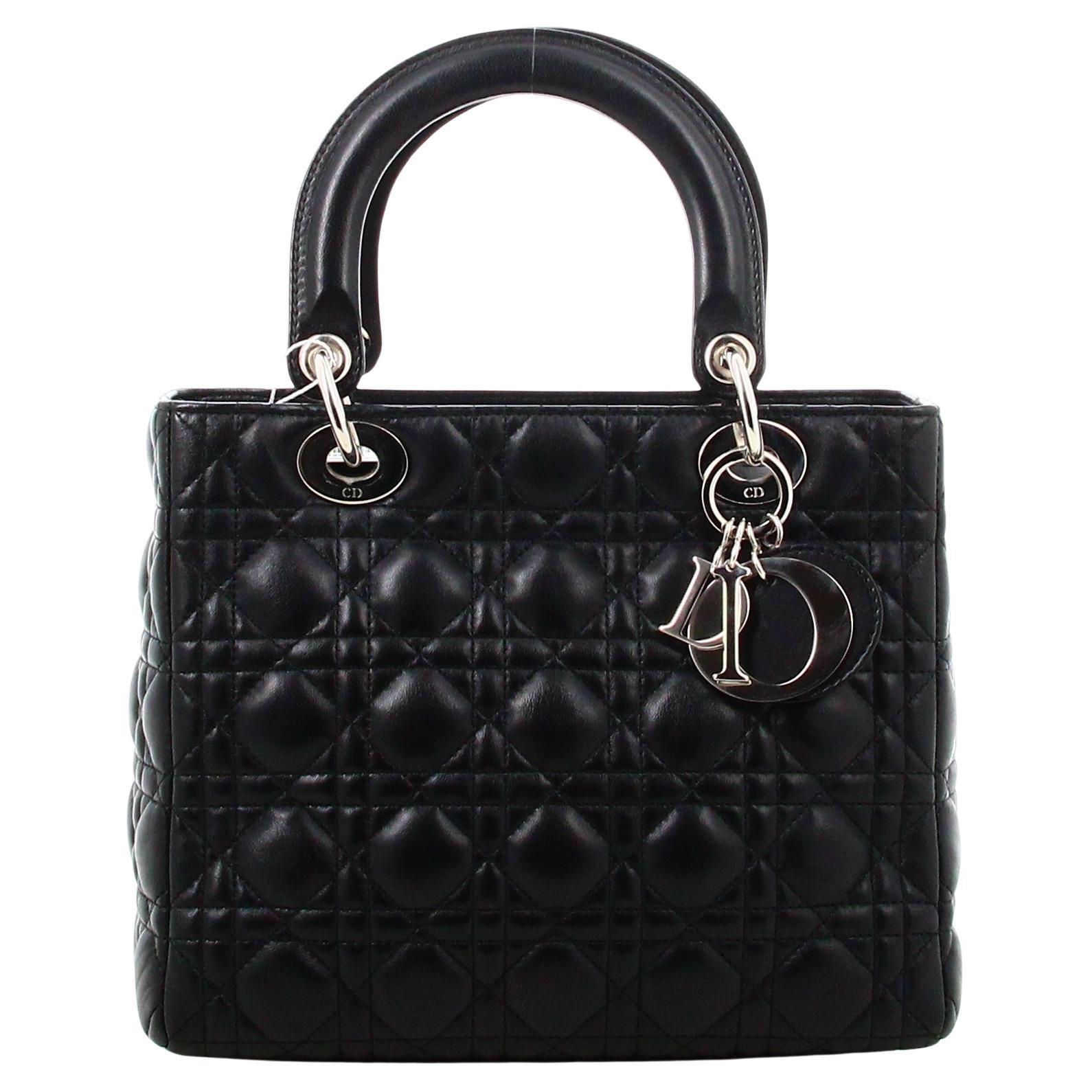 Medium Handbag Lambskin Cannage Lady Dior For Sale