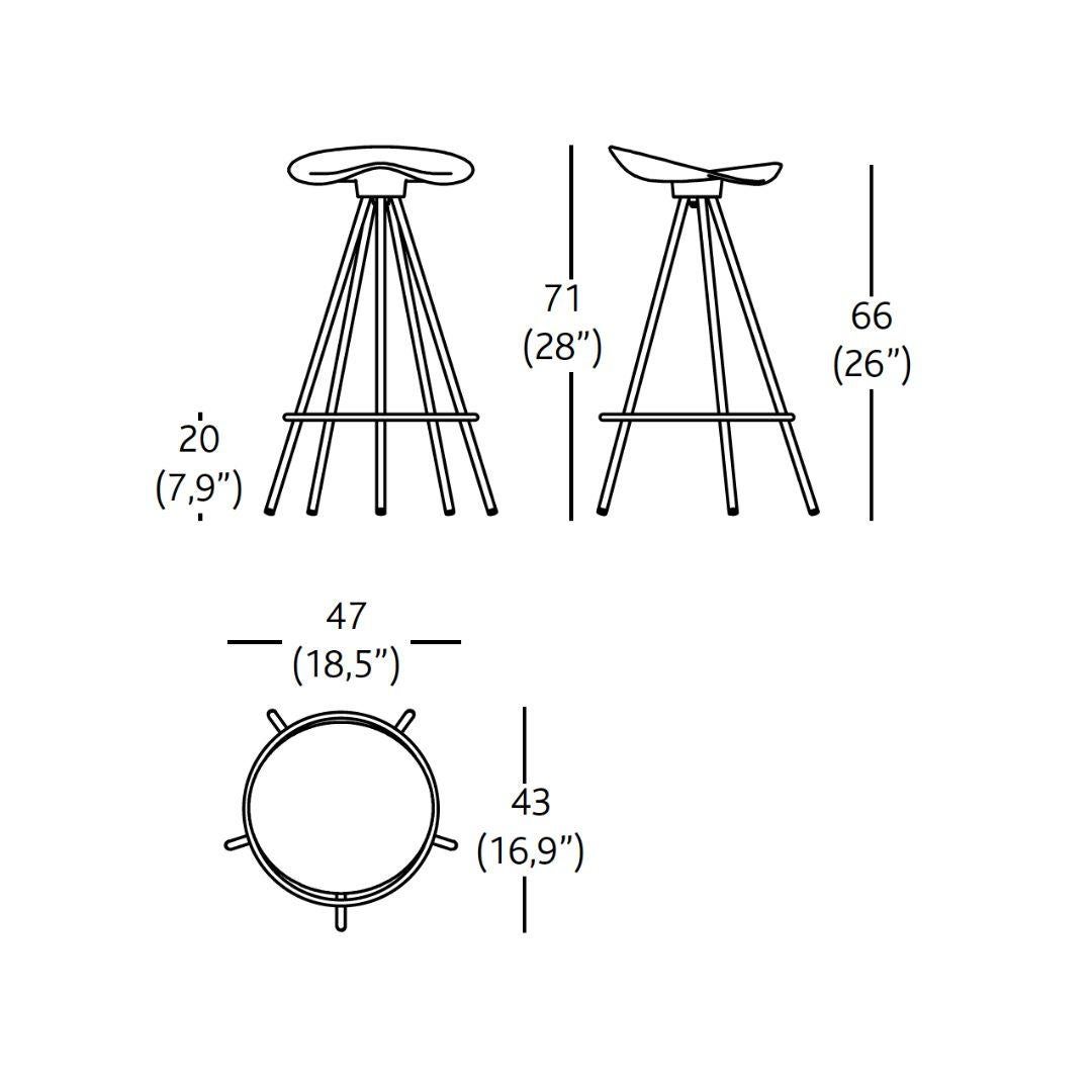 Spanish Medium-High Jamaica Counter Stool Aluminium Seat & Chromed Steel by Pepe Cortés