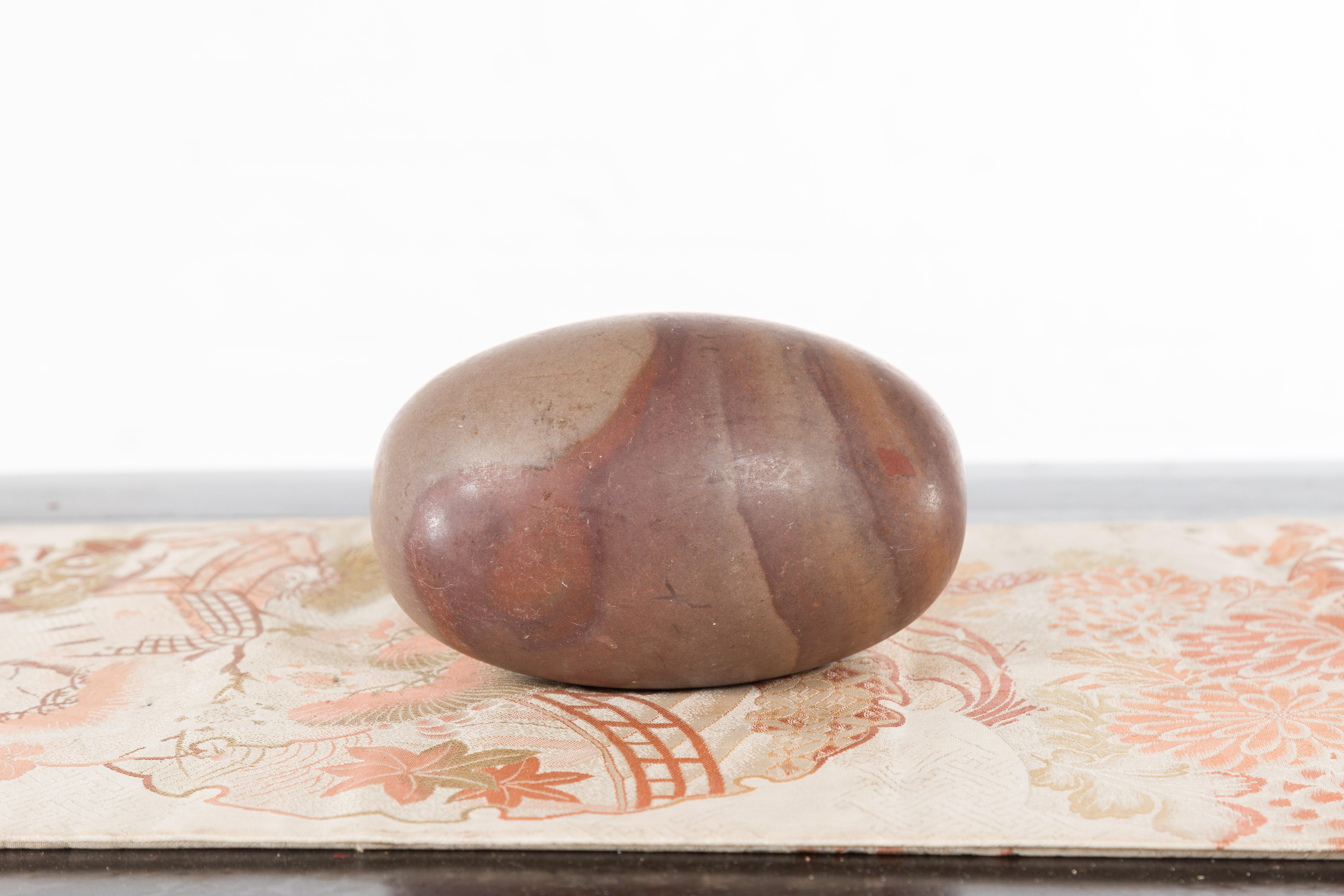 Contemporary Medium Hindu Two-Toned Stone Shiva Lingam from the Narmada River For Sale