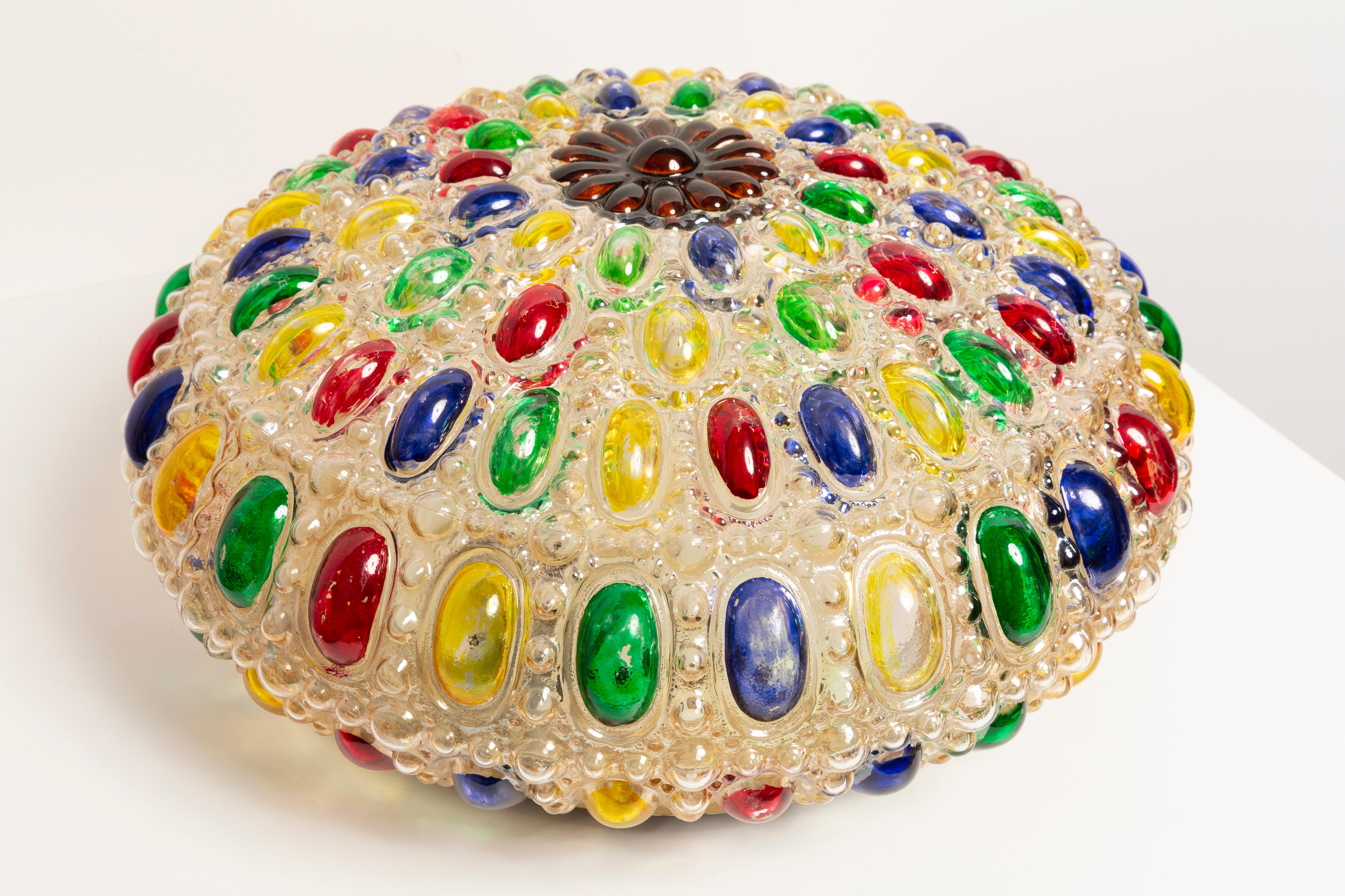 Medium Hollywood Regency Ceiling Lamp, Murano Glass, Italy, 1960s For Sale 1