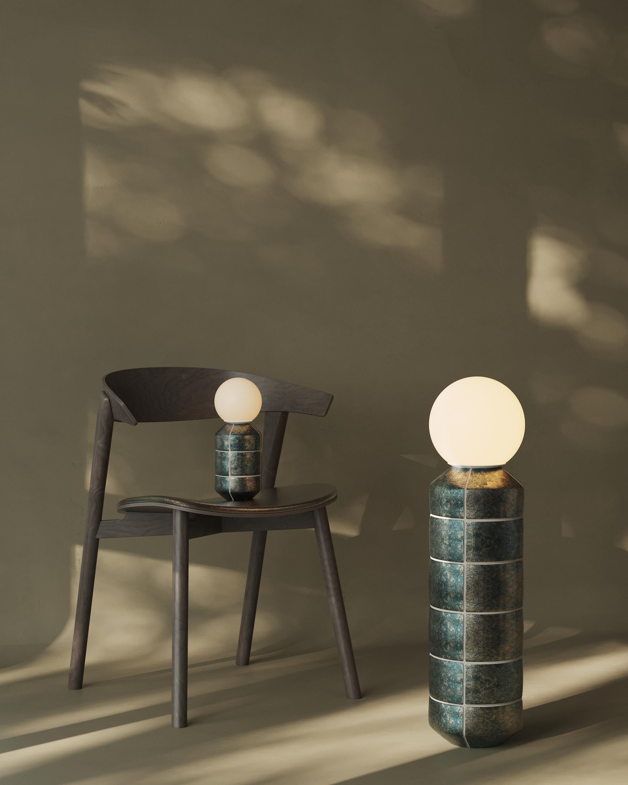 Glazed Modern Handcrafted Ceramic Pottery Table Lamp Artisanal Illumination Lighting For Sale