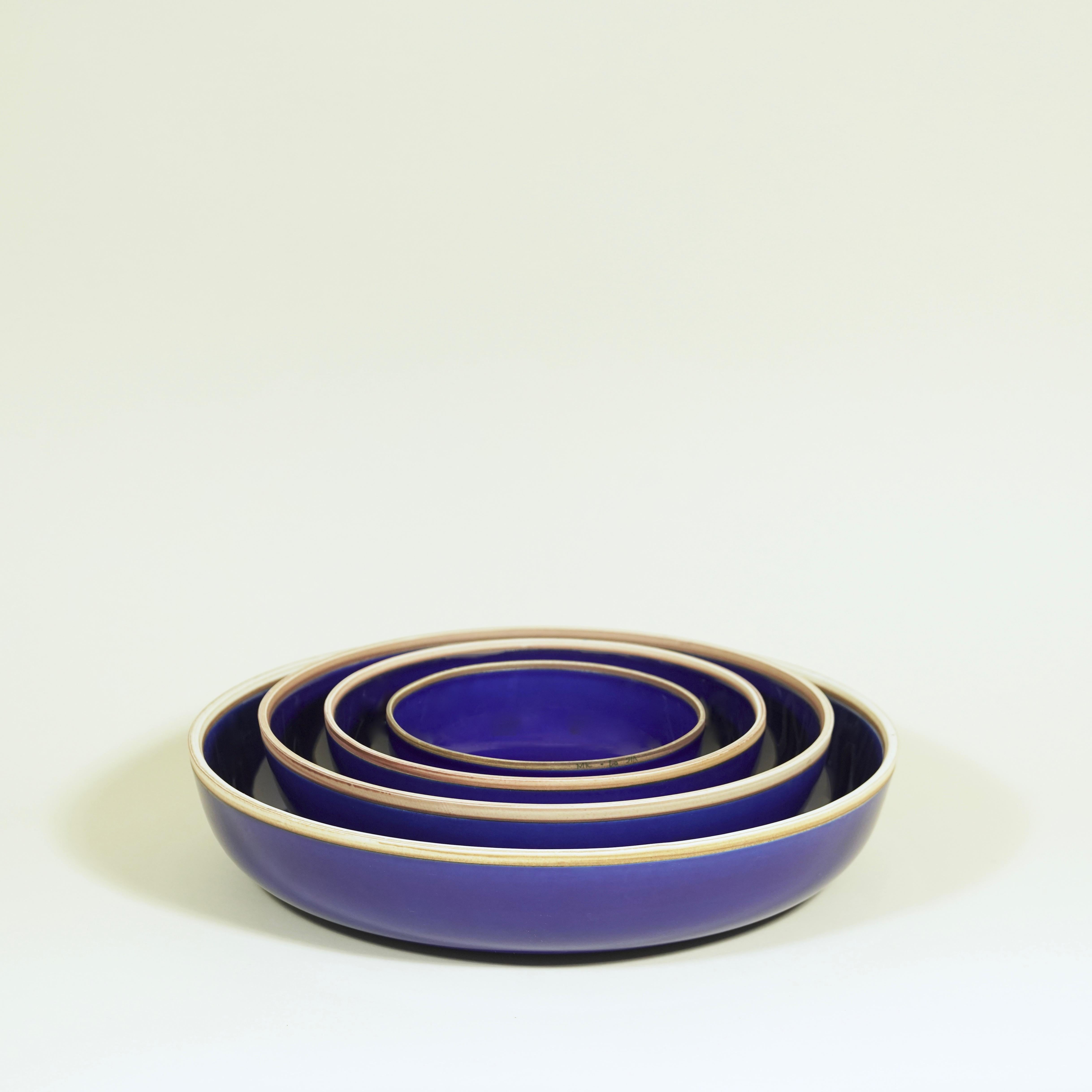 Molded Medium Indigo Glazed Hermit Bowl with Rustic Rim