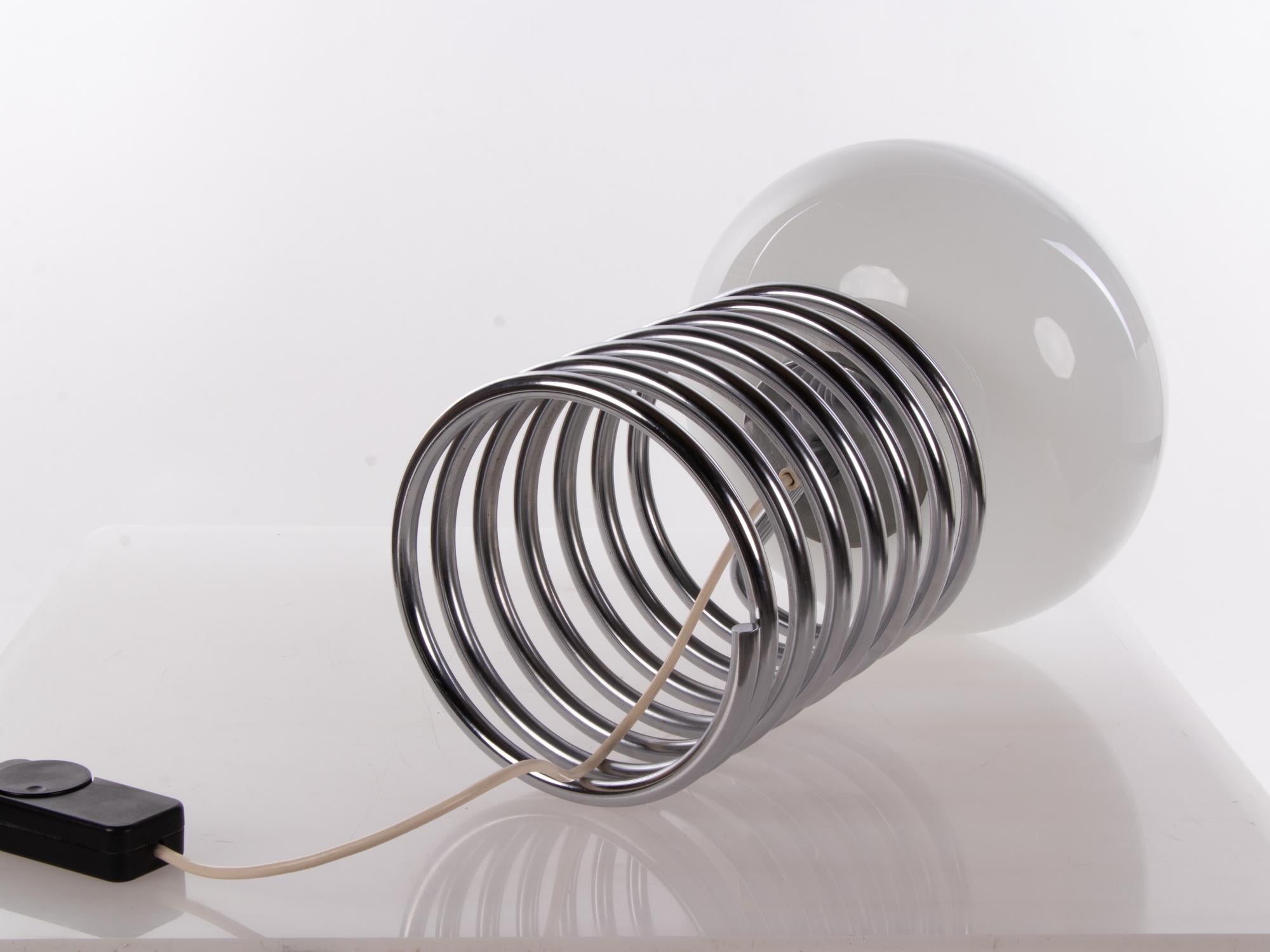 Mid-Century Modern 1965 Design M Ingo Maurer Medium Table Lamp ‘Spirale’ Glass & Chrome For Sale