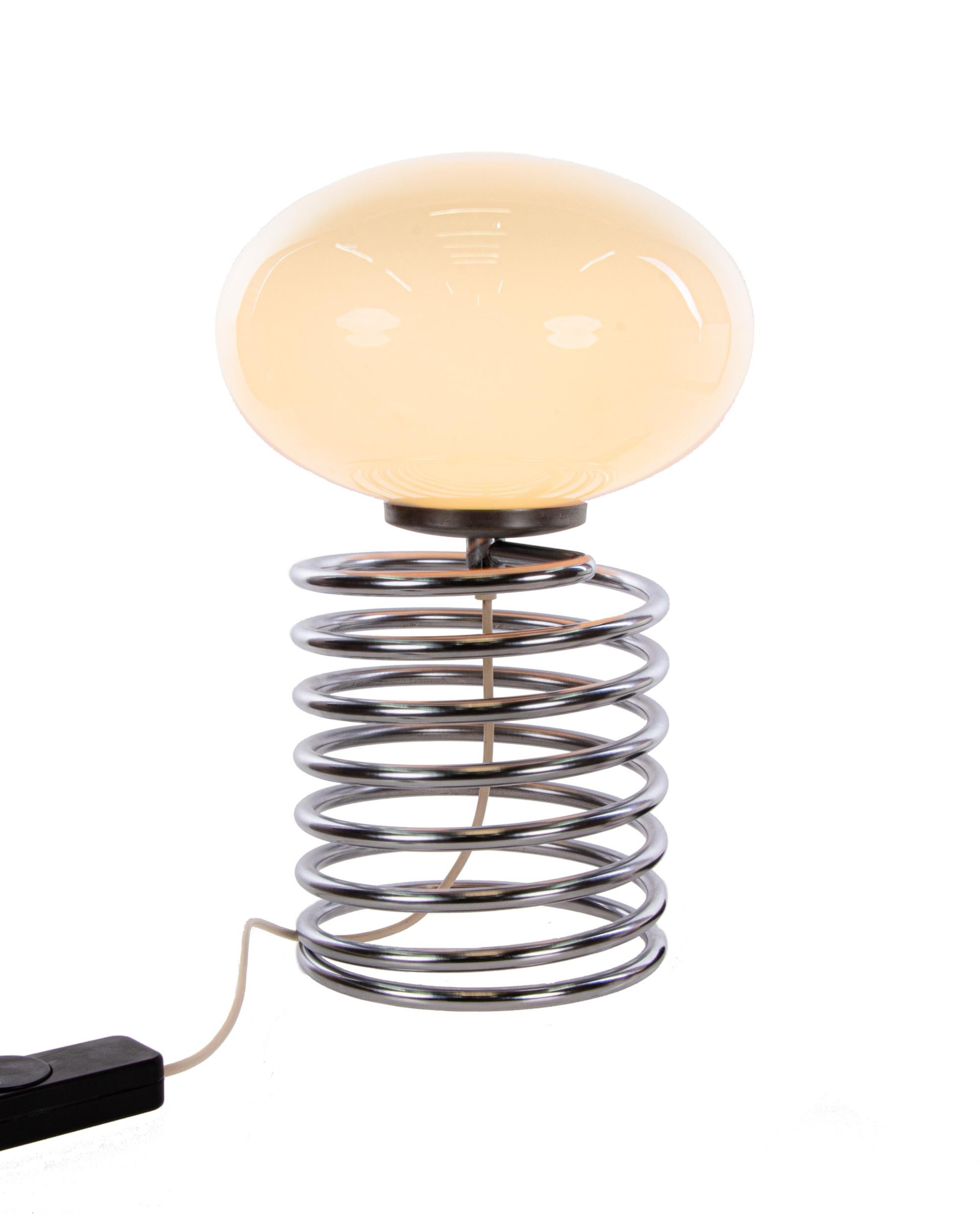1965 Design M Ingo Maurer Medium Table Lamp 'Spirale' Glass & Chrome