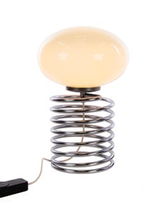 1965 Design M Ingo Maurer Medium Table Lamp ‘Spirale’ Glass & Chrome