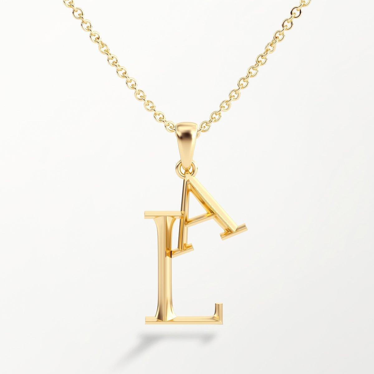 Women's or Men's Medium Initial Pendant Necklace in 18k Yellow, White or Rose Gold 17