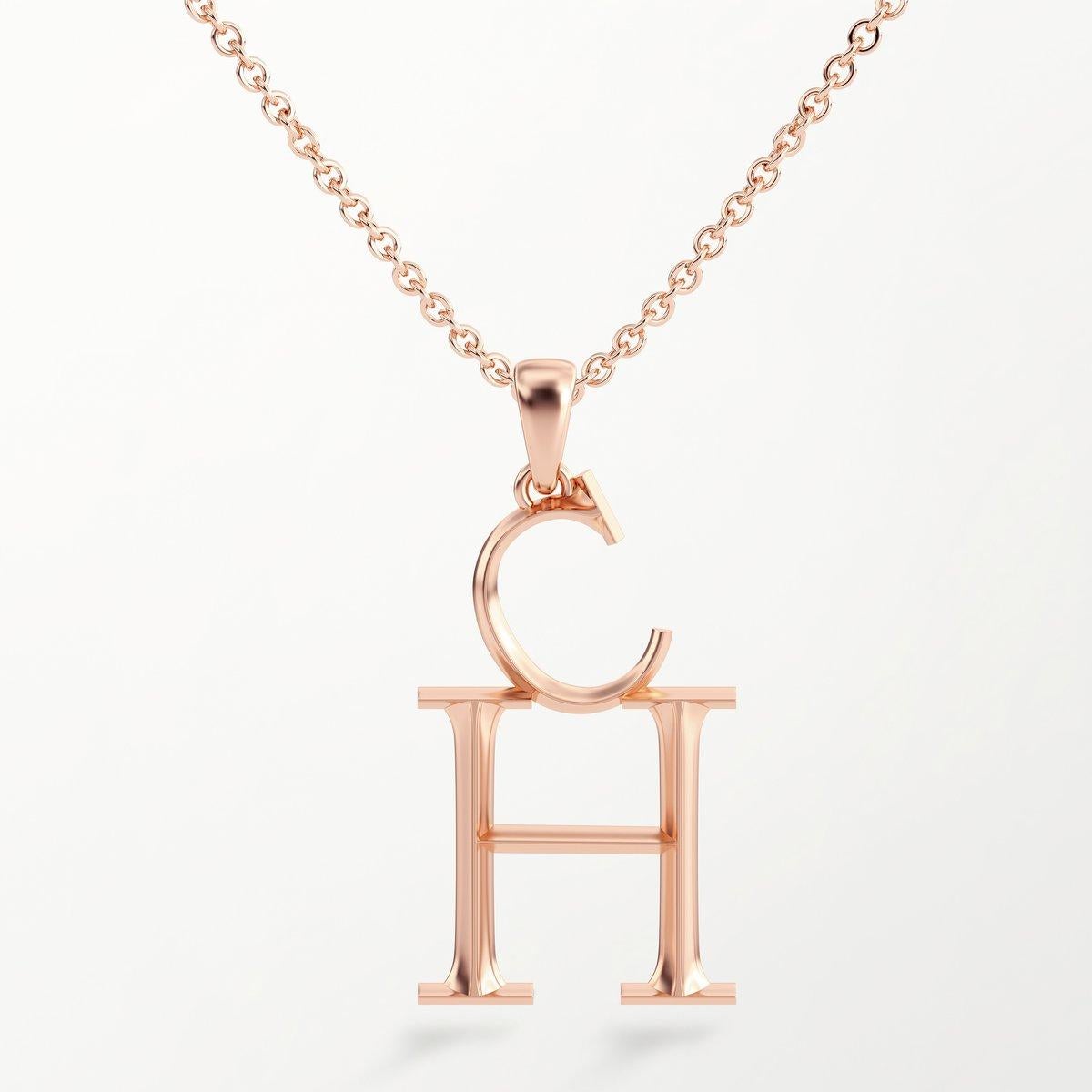Medium Initial Pendant Necklace in 18k Yellow, White or Rose Gold 17