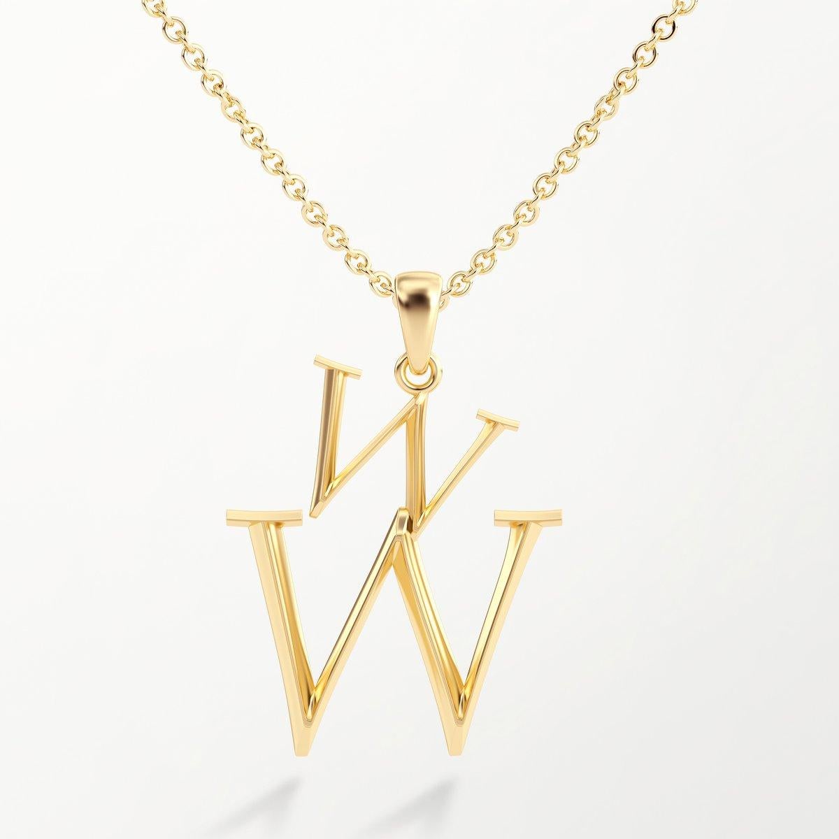 Contemporary Medium Initial Pendant Necklace in 18k Yellow, White or Rose Gold 19