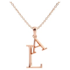 Medium Initial Pendant Necklace in 18k Yellow, White or Rose Gold 32" Chain