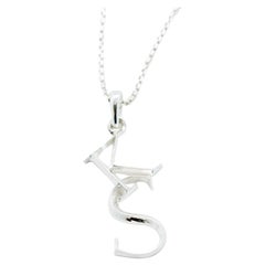 Halskette mit Initial-Anhänger aus 32"" Sterlingsilber Kette