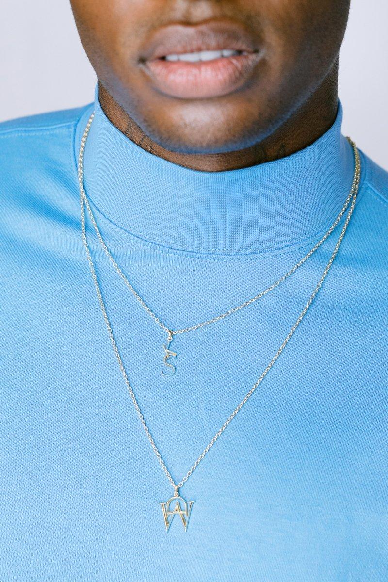 Contemporary Medium Initial Pendant Necklace in 17