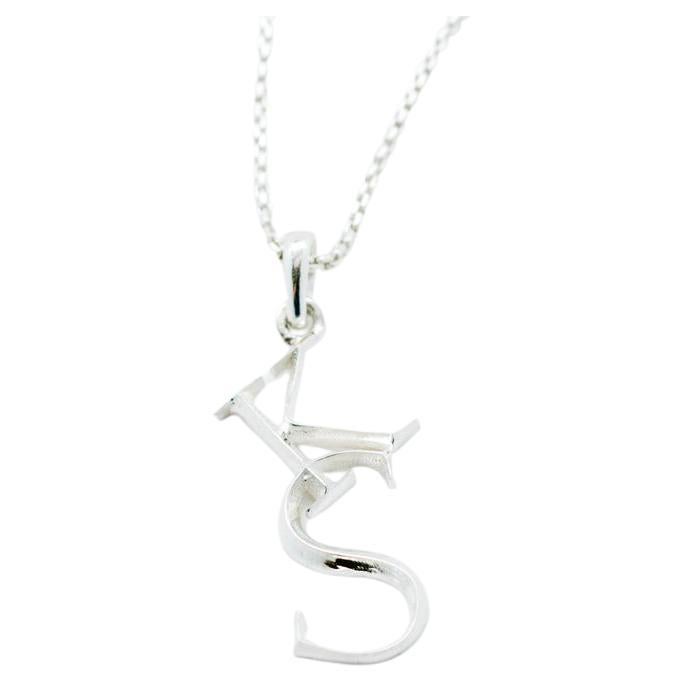 Medium Initial Pendant Necklace in 17" Sterling Silver Chain
