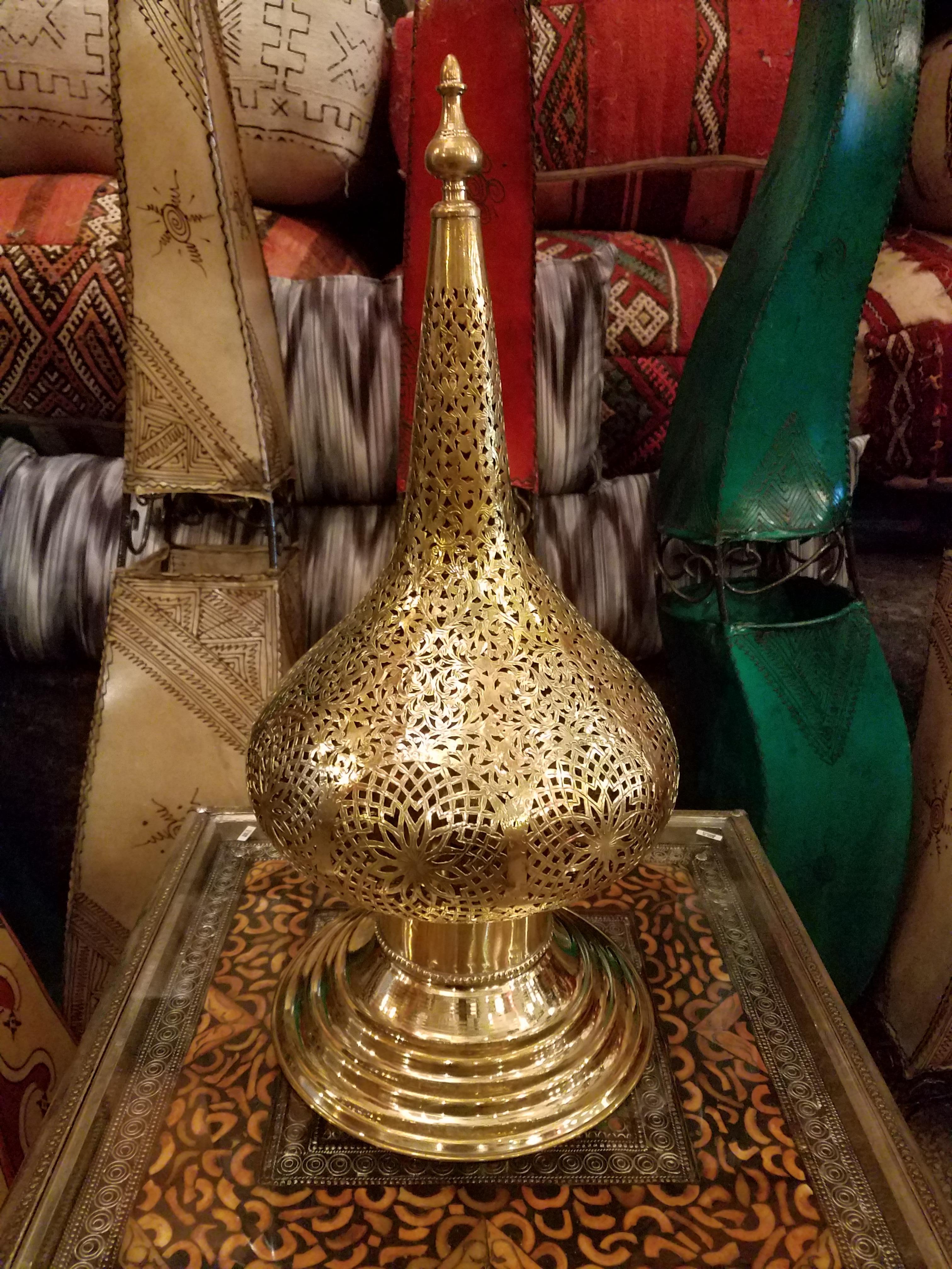 Medium Intricate Moroccan Copper Lamp or Lantern, Table Lamp 1