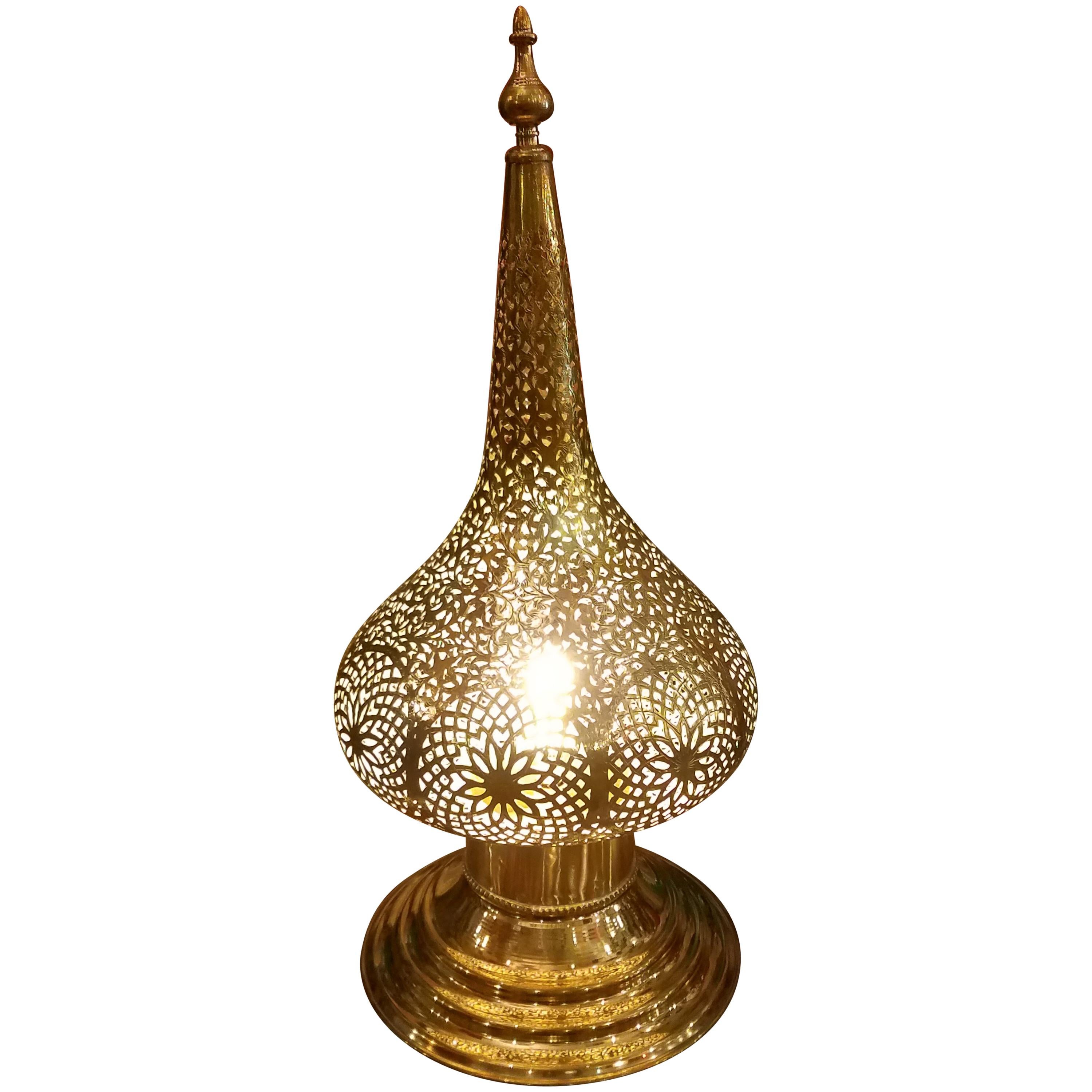 Medium Intricate Moroccan Copper Lamp or Lantern, Table Lamp