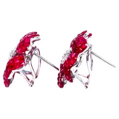 Medium Invisibly-Set Ruby Diamond Flower Earrings