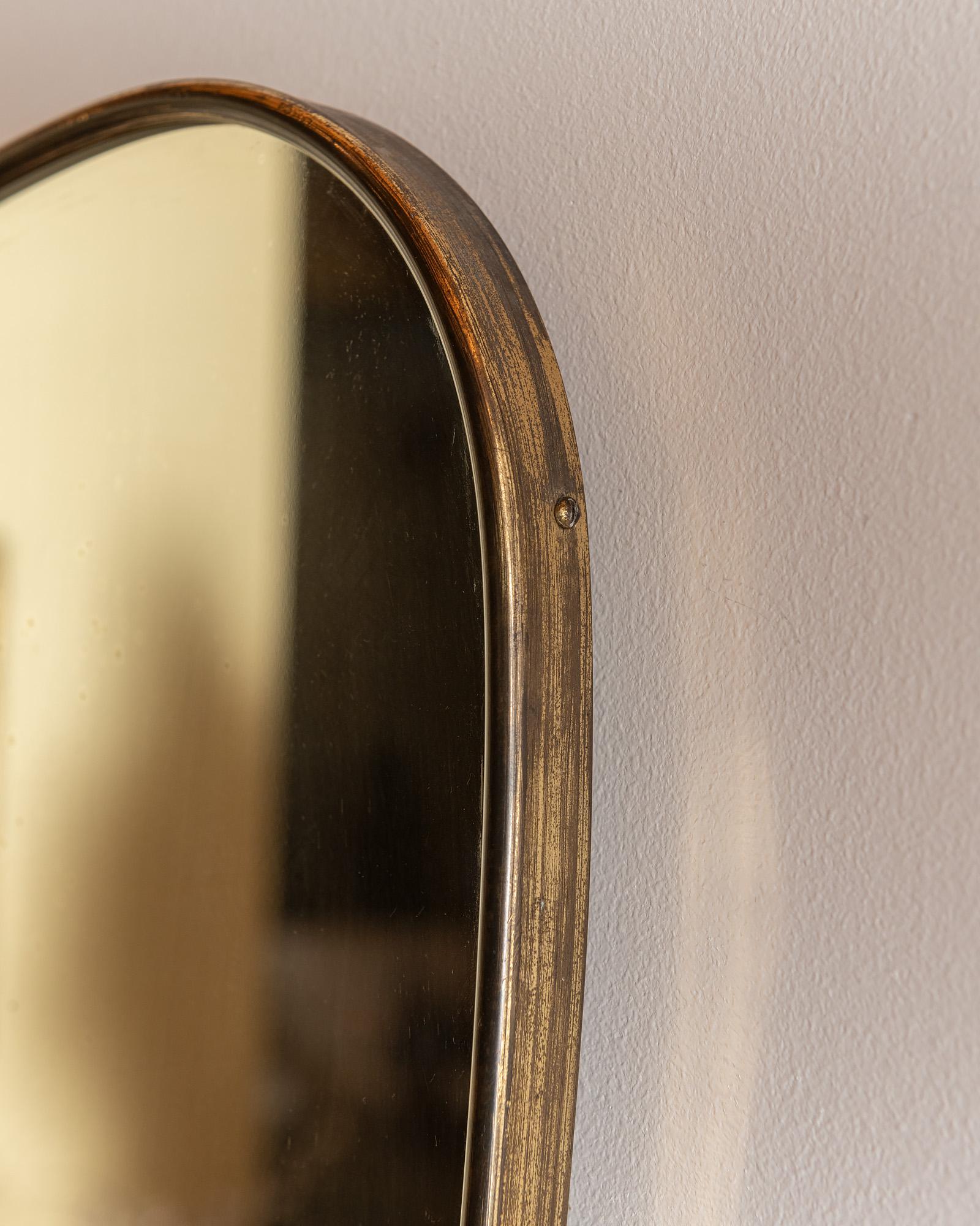 Mid-Century Modern Medium Italian Brass Mirror with Lovely Patina, 1950s