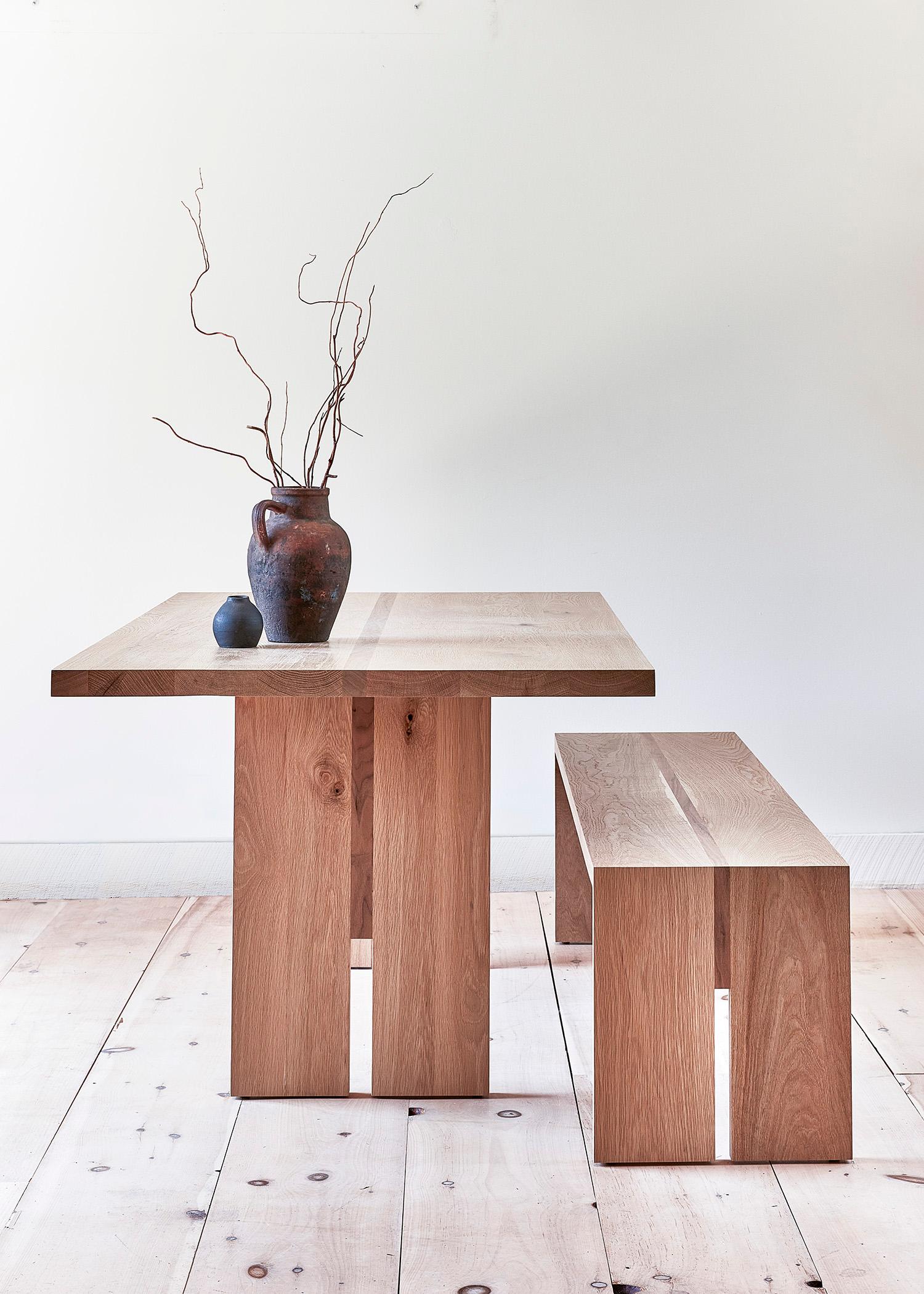 Medium Jameson Dining Table, Solid Oak and Walnut by Lynnea Jean In New Condition For Sale In Venice, CA