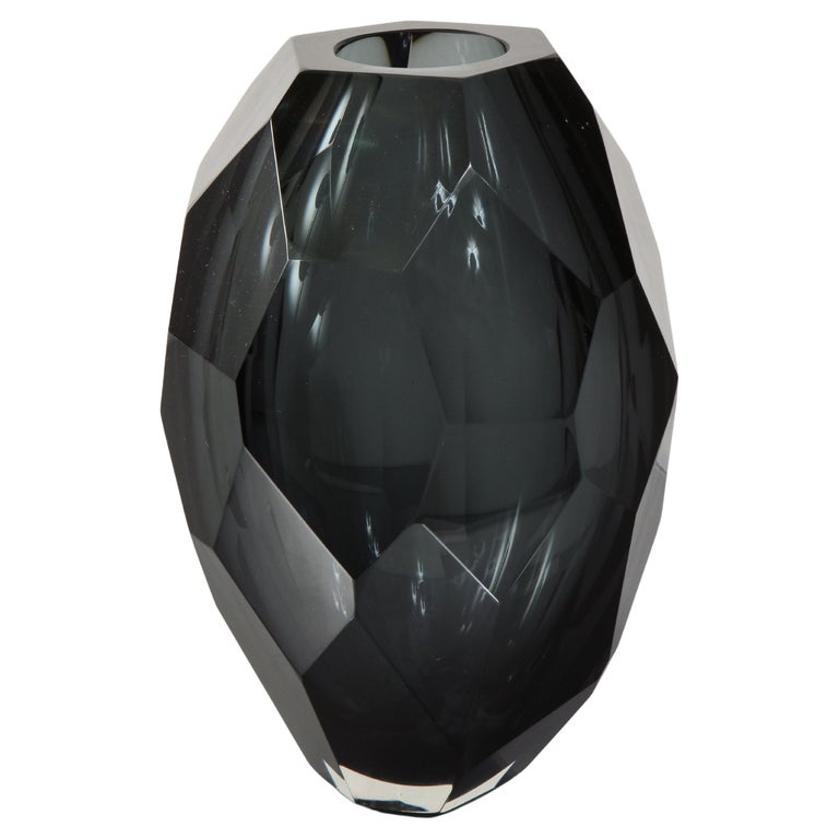 Medium Jewel Shaped Faceted Murano Glass Vase For Sale at 1stDibs