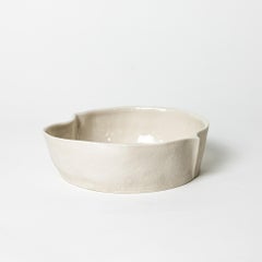 Medium Kawa Dish, Organic White Ceramic Vide Poche, Porcelain Catchall Tray