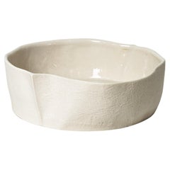 Medium Kawa Dish, Organic White Ceramic Vide Poche, Porcelain Catchall Tray
