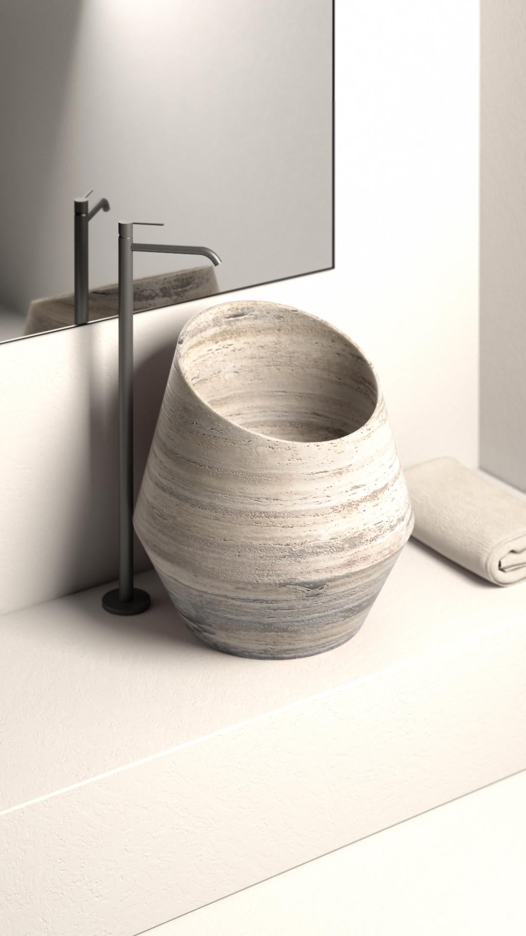 Medium Kyknos Tosca Washbasin by Marmi Serafini For Sale 4