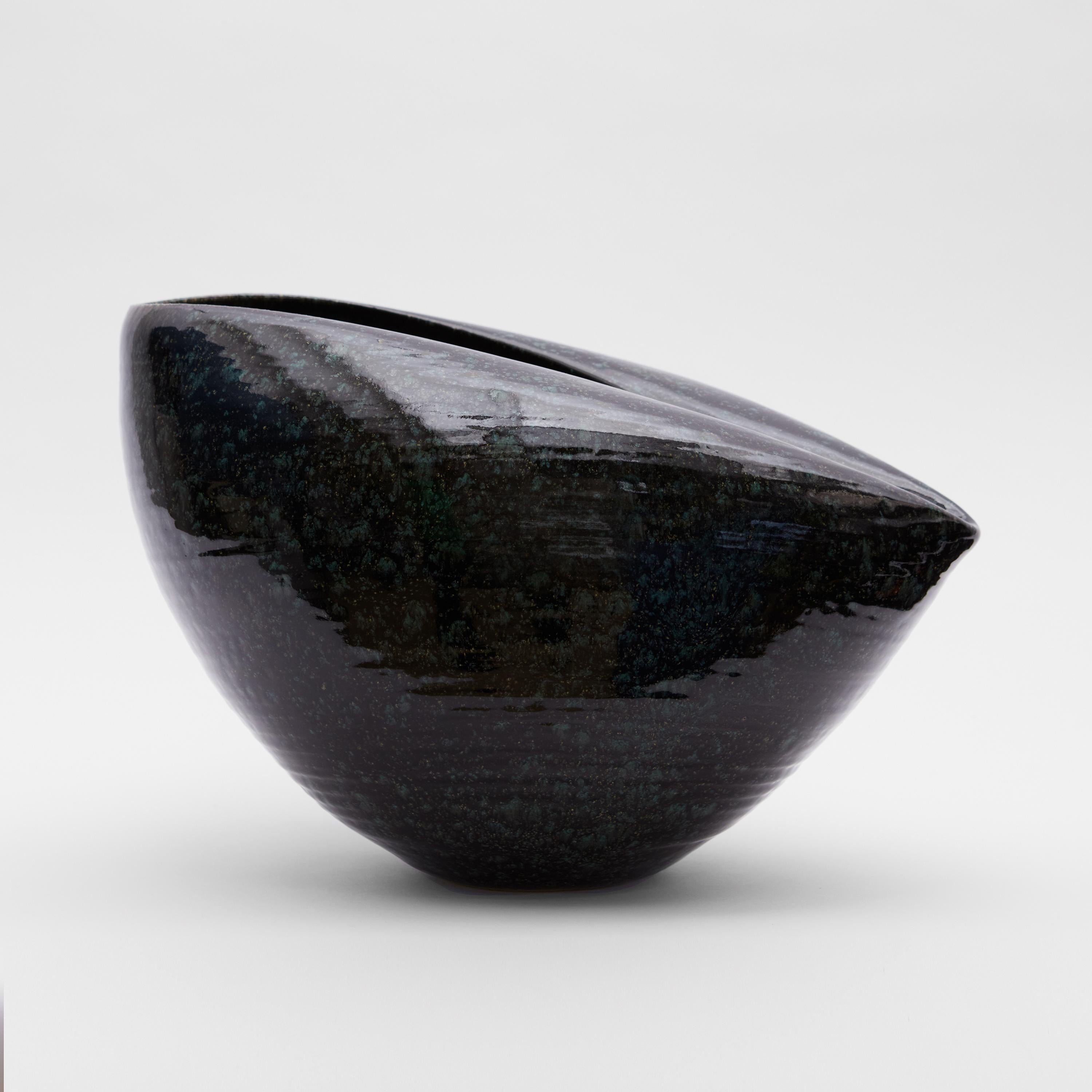Medium Large Black Cosmic Oval Open Form, Vessel No.106, Ceramic Sculpture In New Condition For Sale In London, GB