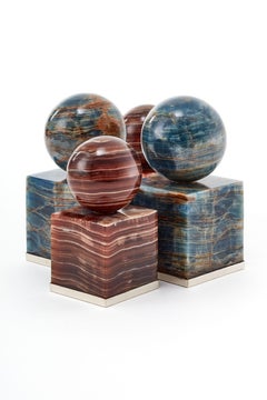 Mediano y Grande, Sujetalibros Cuyo, Piedra Onix y Alpaca Plateada