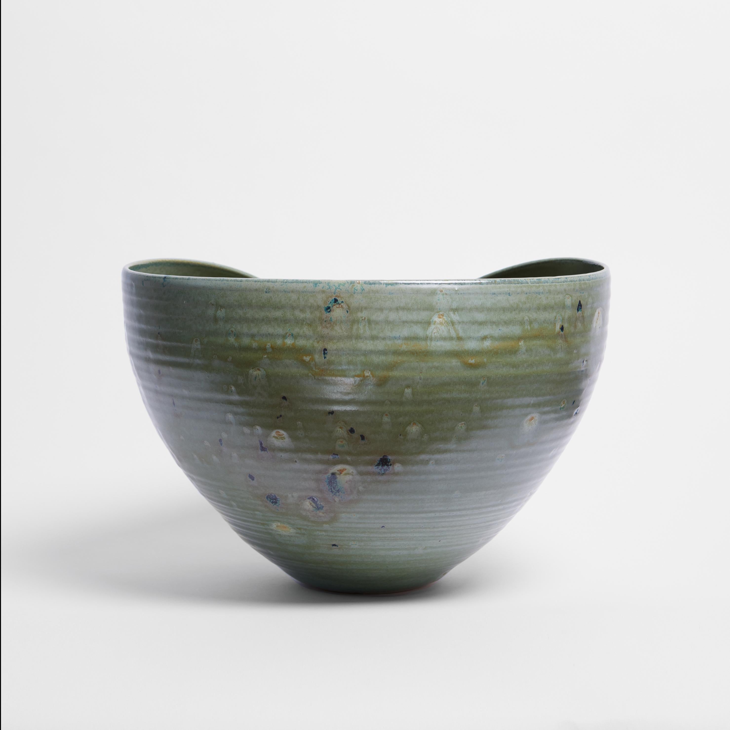 Medium Large Green Collapsed Form, Vessel No.104, Ceramic Sculpture In New Condition For Sale In London, GB