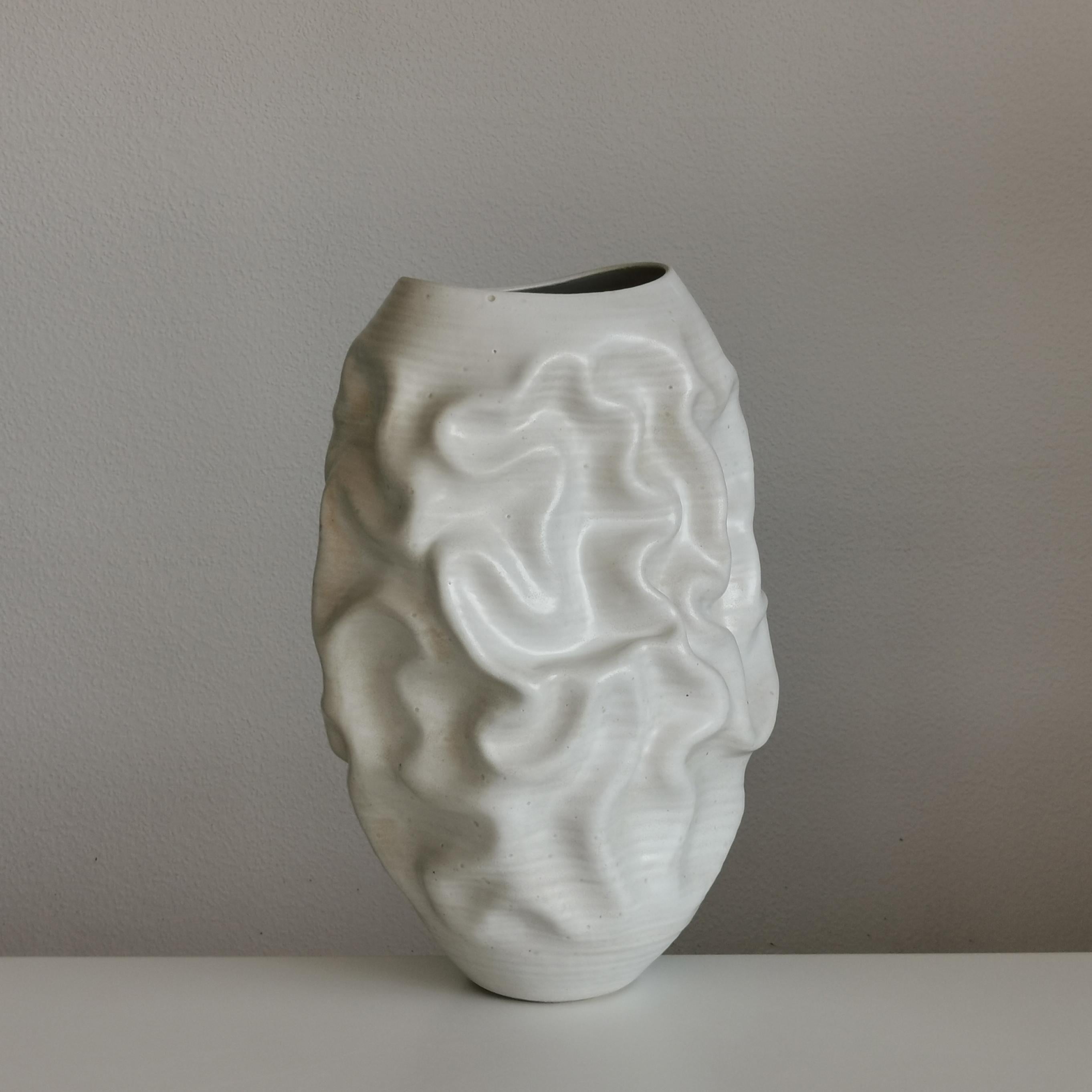 Contemporary Medium Large White Dehydrated Form, Vessel No.126, Ceramic Sculpture For Sale