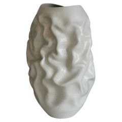 Großes weißes Dehydrated Formgefäß in dehydrierter Form, Gefäß Nr.126, Keramikskulptur