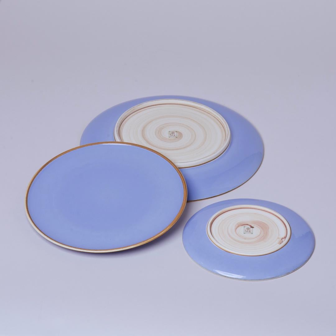 Chinese Medium Lavender Glazed Porcelain Hermit Plate with Rustic Rim