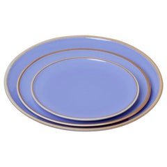 Medium Lavender Glazed Porcelain Hermit Plate with Rustic Rim