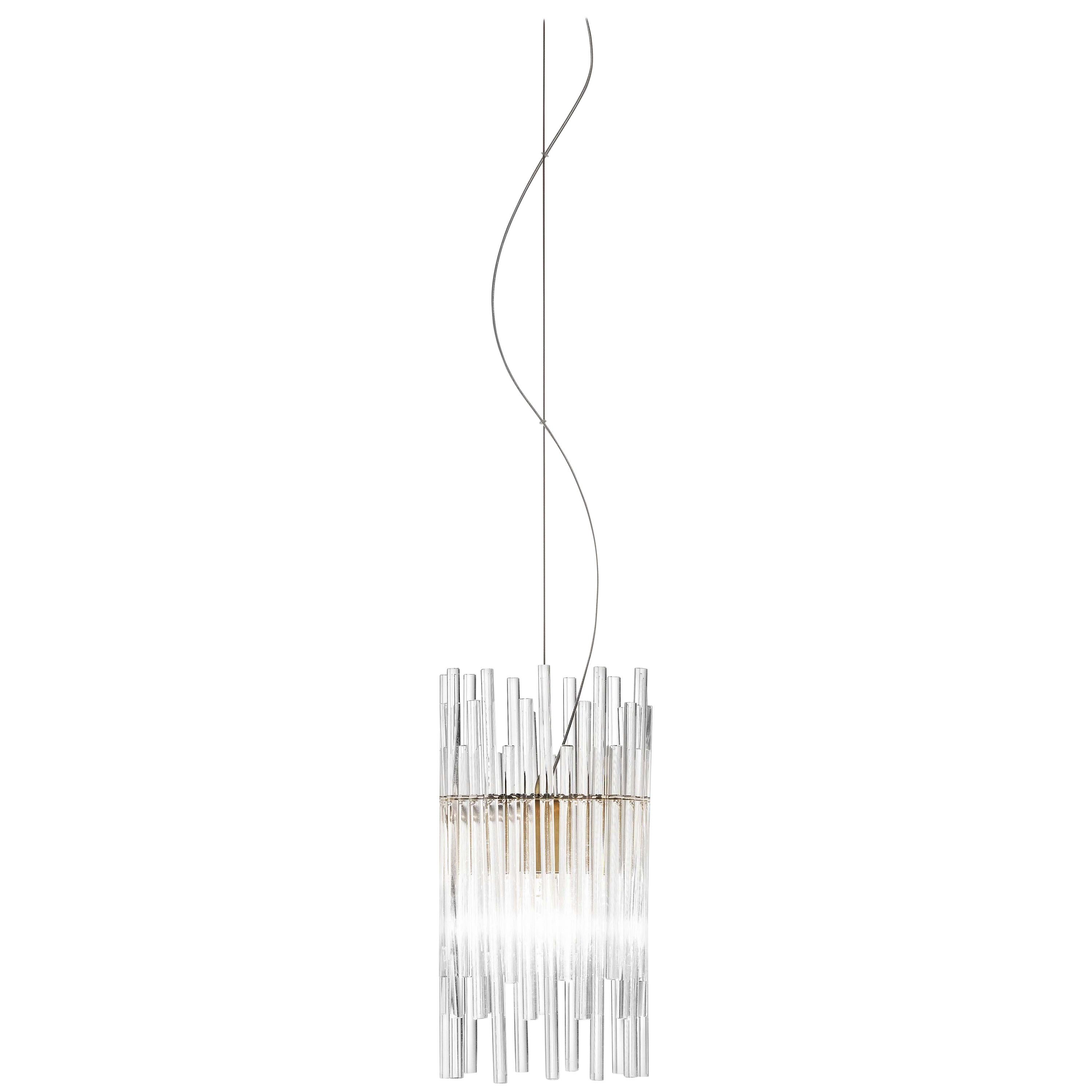 Medium Led Diadema Pendant A in Crystal by Vistosi