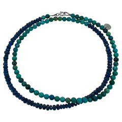 Medium Length Turquoise/ Sapphire Bead Necklace