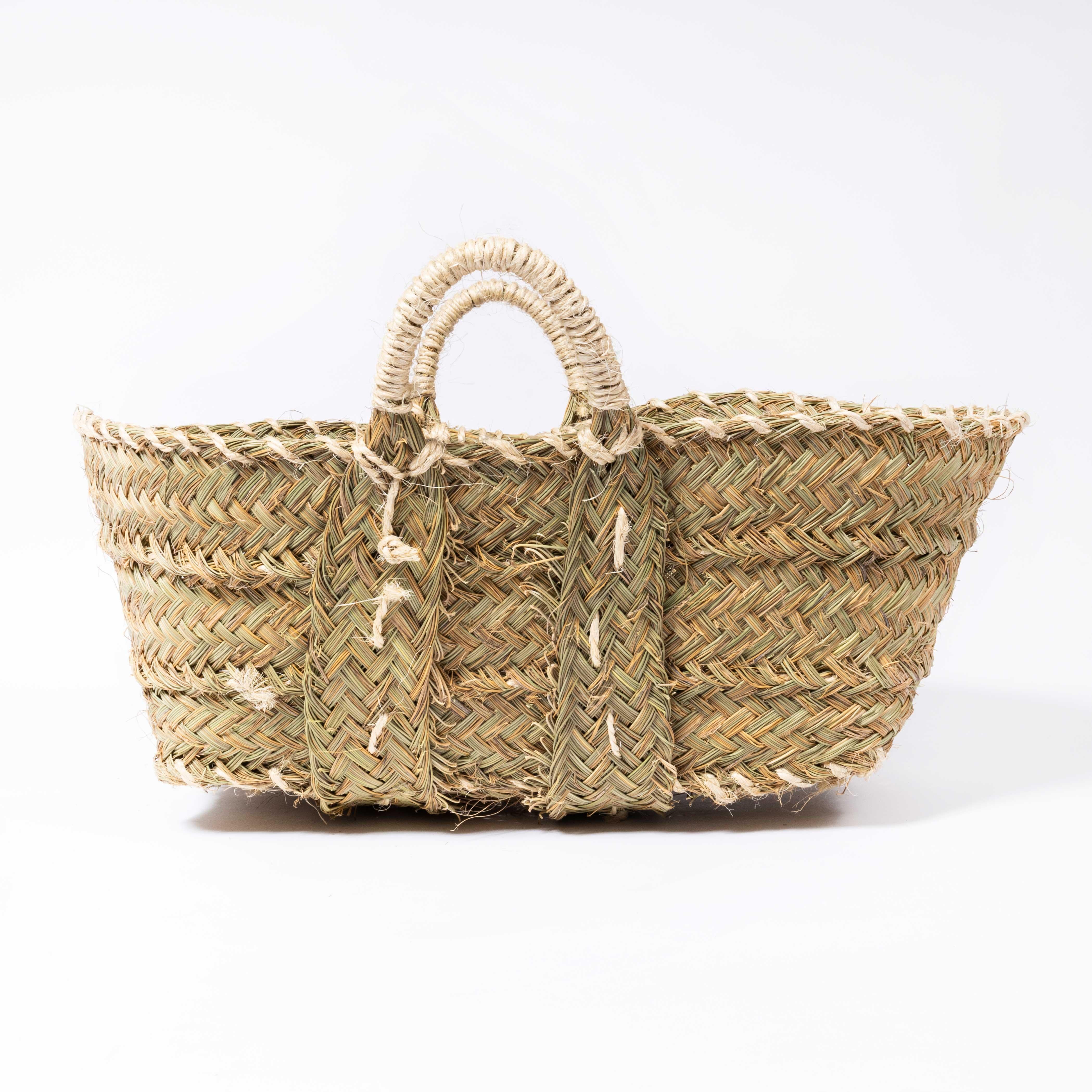 Contemporary Medium Low Carry Basket - Esparto Grass For Sale