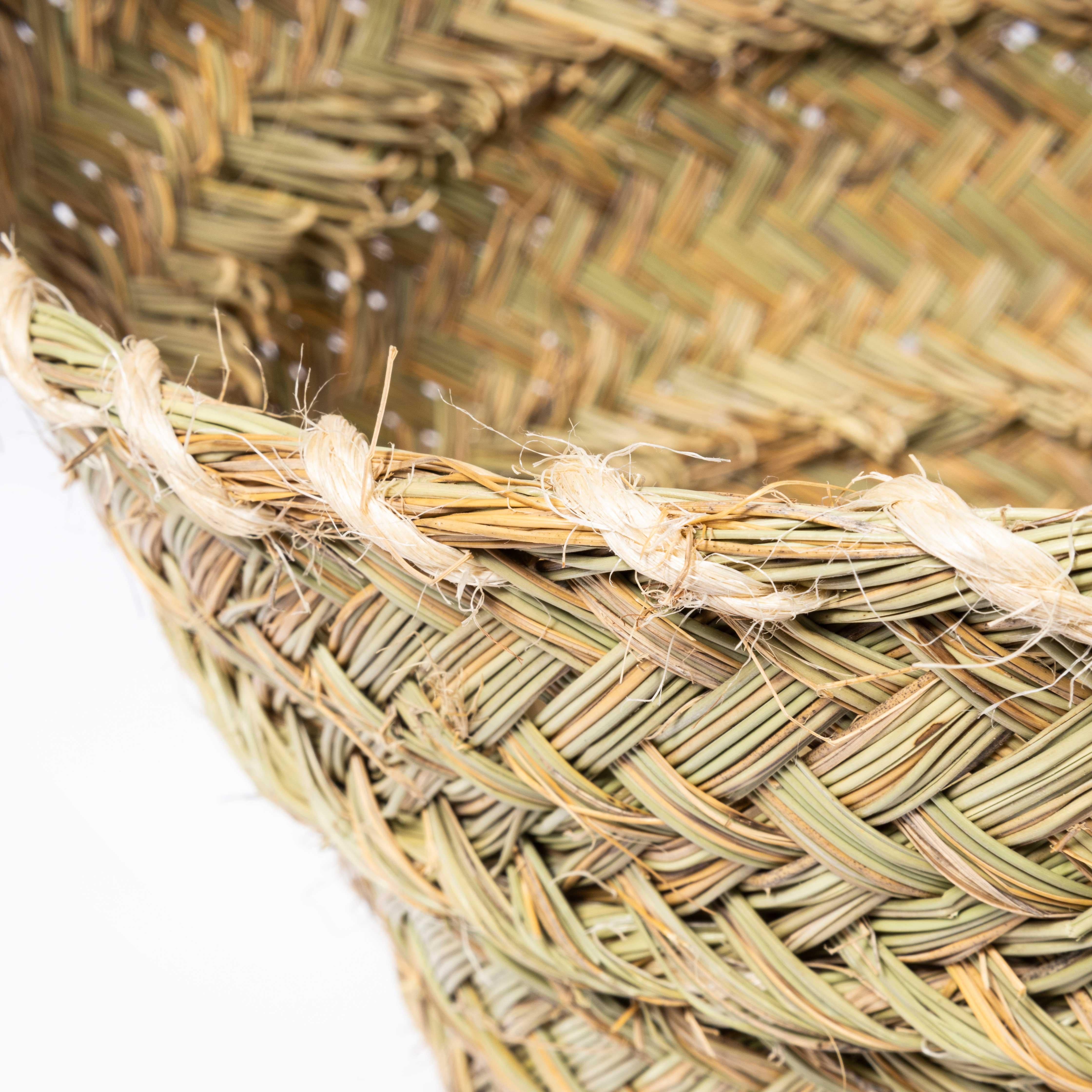 Grasscloth Medium Low Carry Basket - Esparto Grass For Sale