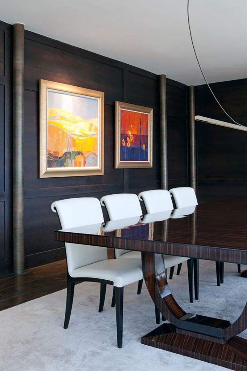 Placage Table de salle à manger en ébène de Macassar de style Art Déco  en vente