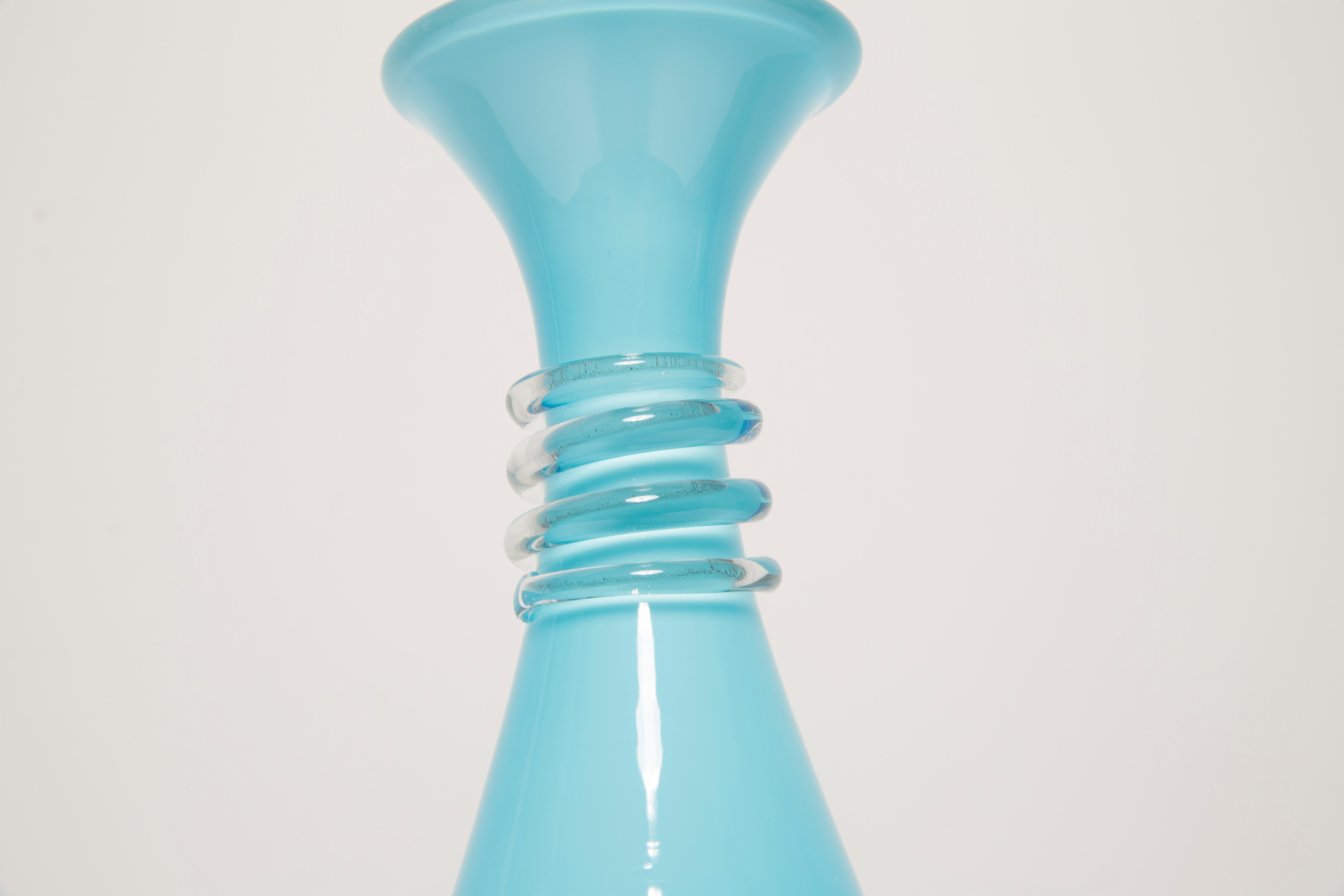 Medium Mid Century Baby Blue Vase with Frill, Europe, 1960s For Sale 3