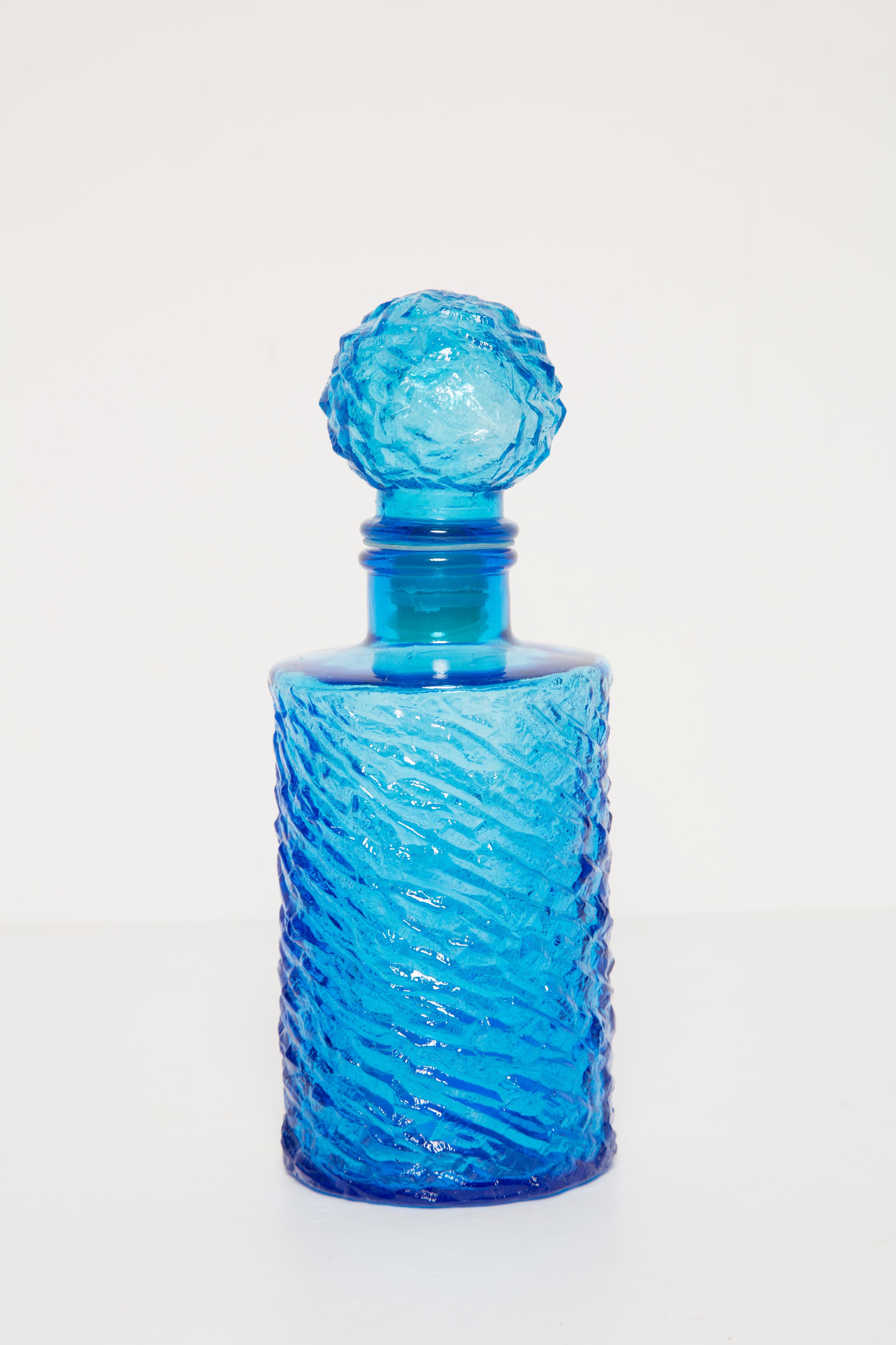 Italian Medium Midcentury Blue Empoli Vase Decanter, Italy, 1960s For Sale