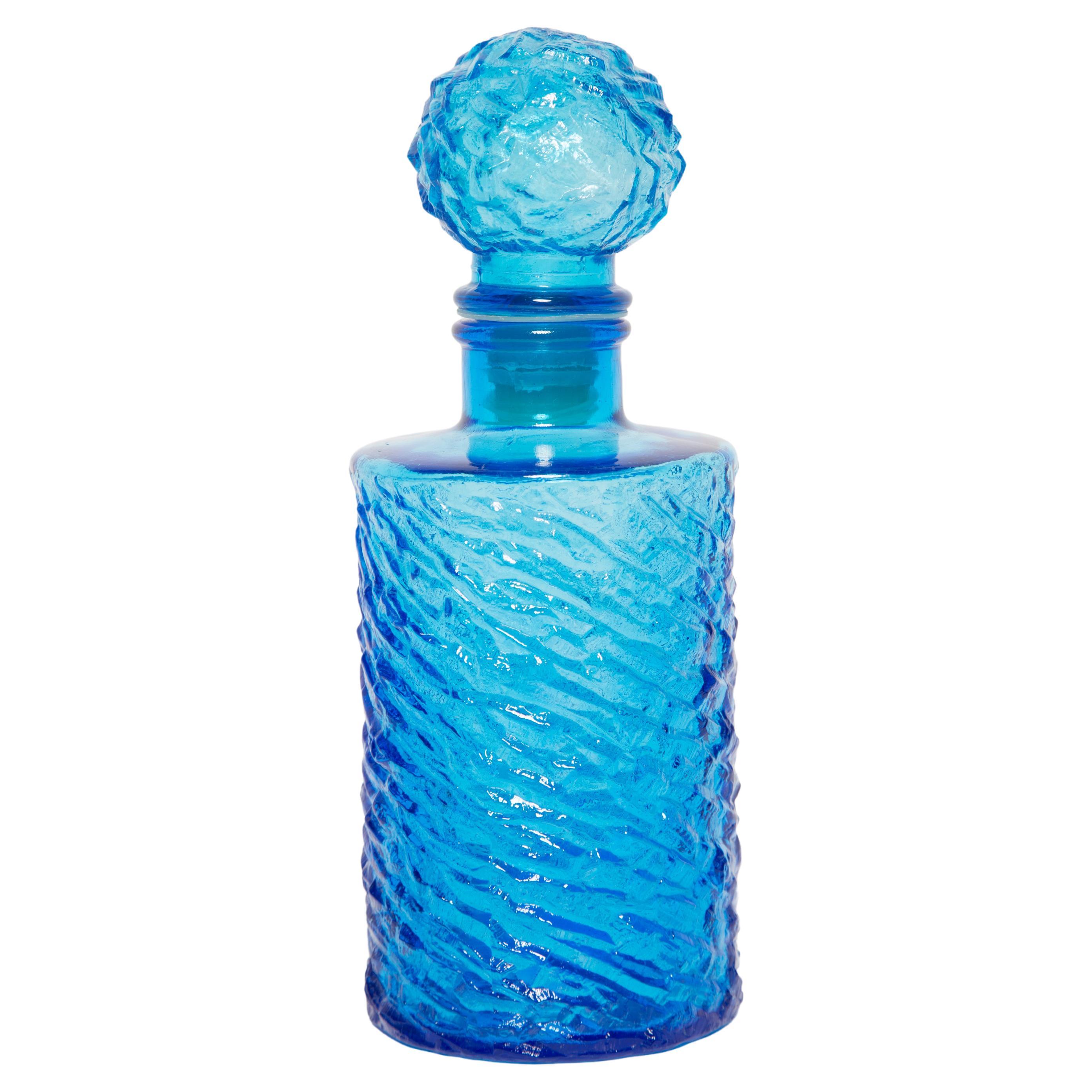 Medium Midcentury Blue Empoli Vase Decanter, Italy, 1960s For Sale