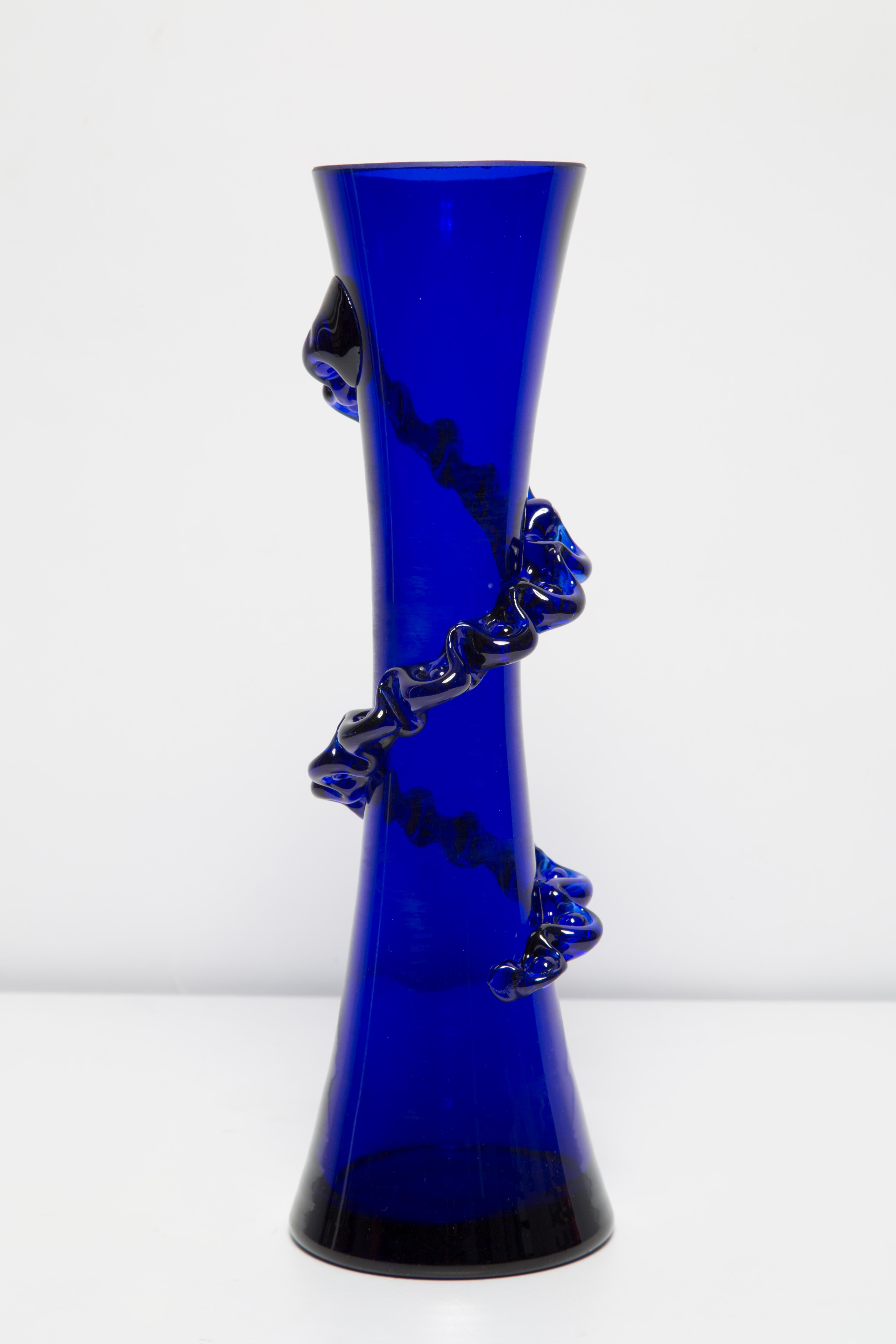 Medium Mid Century Blue Vase with Frill, Europe, 1960s For Sale 1