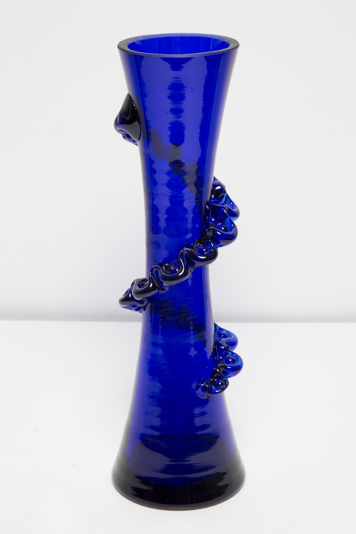 Medium Mid Century Blue Vase with Frill, Europe, 1960s For Sale 2