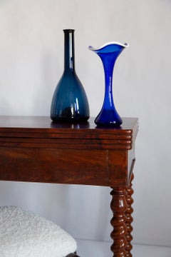 Medium Mid Century Holmegaard Glasswork Blue Vase Bottle, Denmark, 1960s