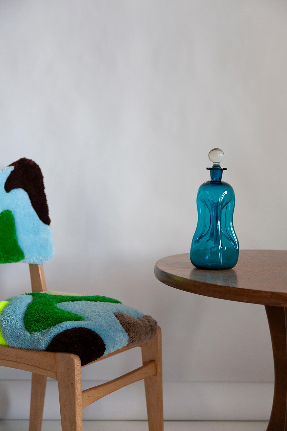 Mid-Century Modern Medium Mid Century Holmegaard Glasswork Blue Vase Decanter, Denmark, 1960s